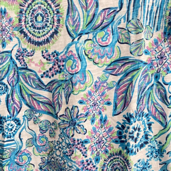 Fresh Produce Bright Print Top Coral Fish Sea Pattern Size XS Made in USA - Picture 5 of 9